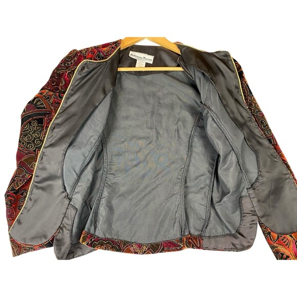 Vintage Another Thyme Jacket Women's M Paisley Velvet Brocade Button Made USA - Picture 5 of 10